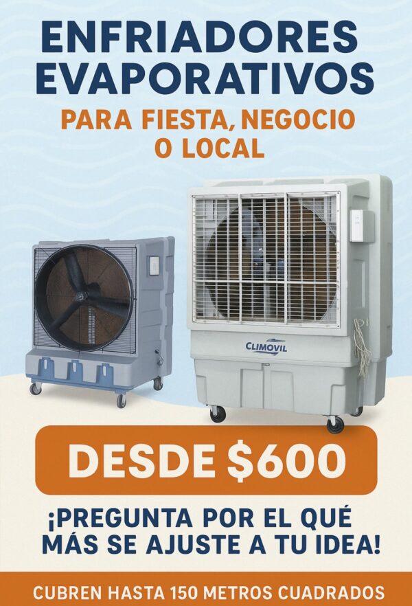 Renta de enfriadores evaporativos, enfrían áreas desde 50mts hasta 150mts - Image 2