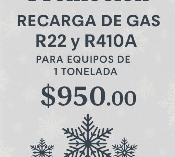 Recargas de gas equipos de 1 Tonelada.